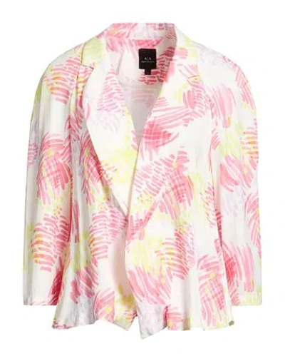 Armani Exchange Woman Jacket White Size 10 Viscose In Pink