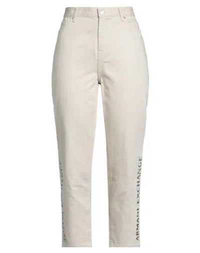 Armani Exchange Woman Jeans Beige Size 30w-32l Cotton In Neutral