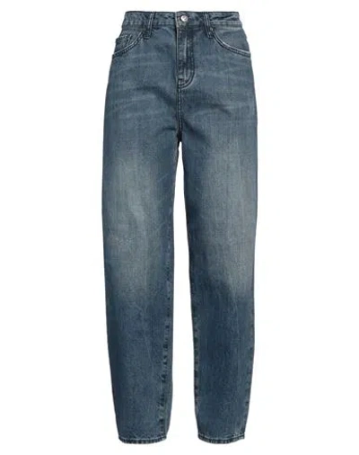 Armani Exchange Woman Jeans Blue Size 28 Cotton, Cow Leather