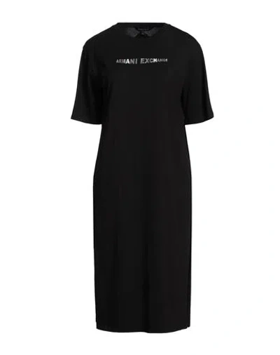 Armani Exchange Woman Midi Dress Black Size L Cotton In Black