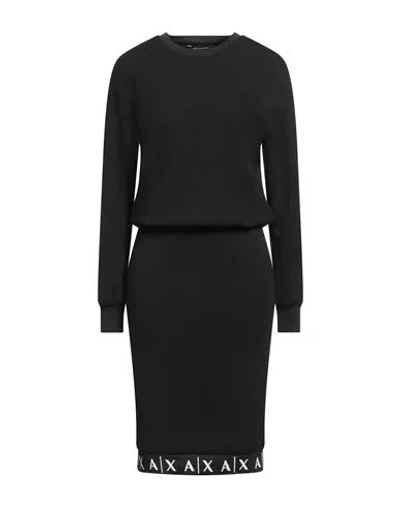 Armani Exchange Woman Midi Dress Black Size L Viscose, Polyester, Elastane