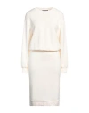 Armani Exchange Woman Midi Dress Cream Size S Viscose, Polyester, Elastane In White