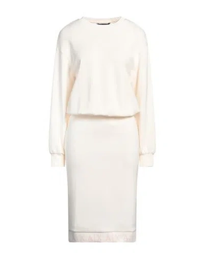 Armani Exchange Woman Midi Dress Cream Size S Viscose, Polyester, Elastane In White