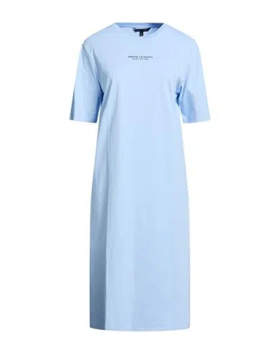 Armani Exchange Woman Midi Dress Light Blue Size L Cotton
