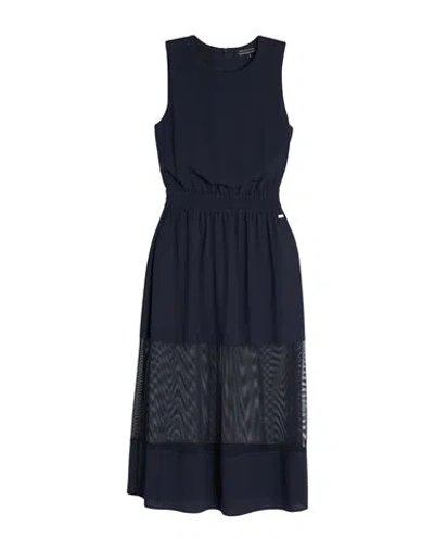 Armani Exchange Woman Midi Dress Navy Size 12 Polyester In Blue