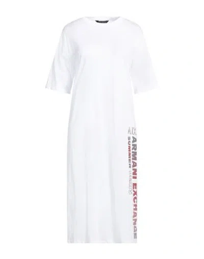 Armani Exchange Woman Midi Dress White Size L Cotton