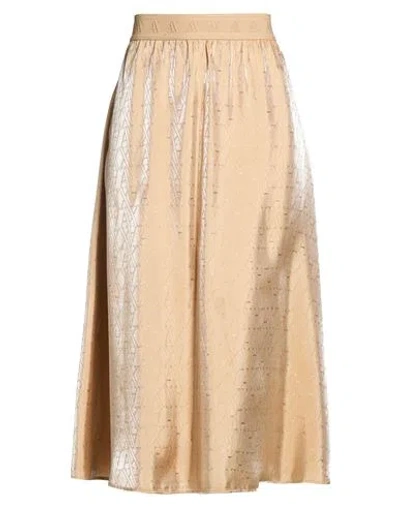 Armani Exchange Woman Midi Skirt Gold Size 6 Viscose, Polyester In Animal Print