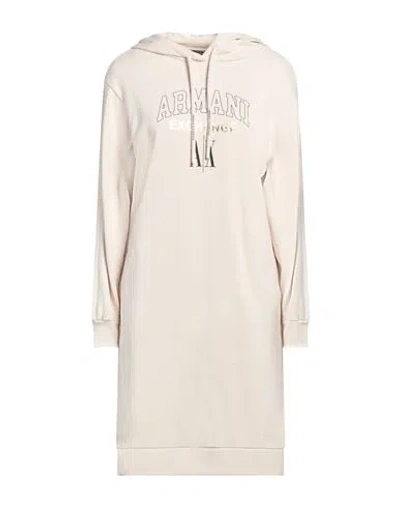 Armani Exchange Woman Mini Dress Beige Size M Cotton, Polyester, Elastane