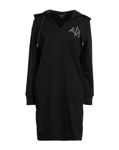 Armani Exchange Woman Mini Dress Black Size L Cotton, Polyester, Elastane