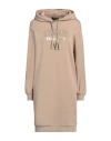Armani Exchange Woman Mini Dress Camel Size S Cotton, Polyester, Elastane In Beige
