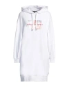 Armani Exchange Woman Mini Dress White Size L Cotton, Polyester, Elastomultiester, Elastane