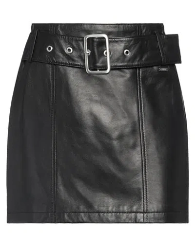 Armani Exchange Woman Mini Skirt Black Size 10 Ovine Leather