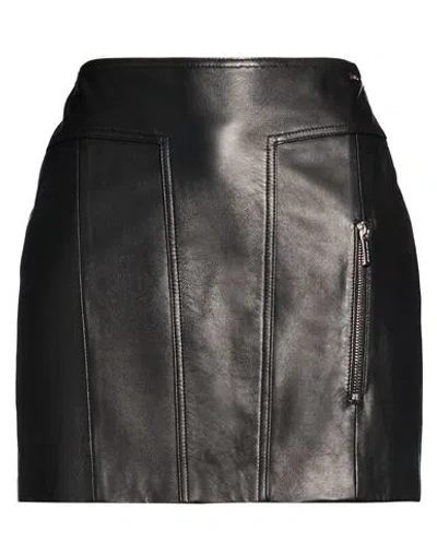 Armani Exchange Woman Mini Skirt Black Size 6 Ovine Leather