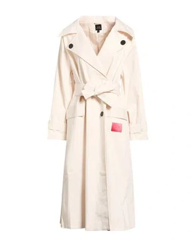 Armani Exchange Woman Overcoat & Trench Coat Ivory Size L Cotton, Elastane In Neutral