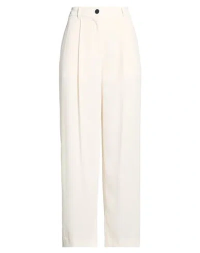 Armani Exchange Woman Pants Cream Size 6 Polyester, Elastane In White