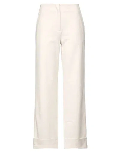 Armani Exchange Woman Pants Ivory Size 2 Polyester, Viscose, Wool, Elastane In White