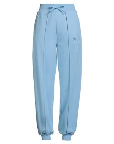 Armani Exchange Woman Pants Sky Blue Size M Cotton, Polyester