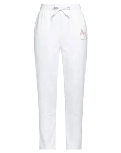 Armani Exchange Woman Pants White Size L Cotton, Elastane