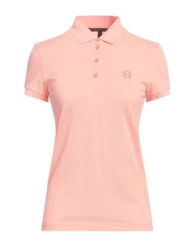 Armani Exchange Woman Polo Shirt Salmon Pink Size S Cotton