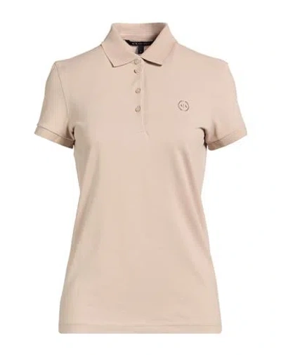 Armani Exchange Woman Polo Shirt Taupe Size S Cotton In Pink