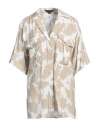 Armani Exchange Woman Shirt Beige Size L Viscose, Polyamide