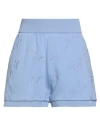 Armani Exchange Woman Shorts & Bermuda Shorts Light Blue Size S Cotton, Polyester, Elastomultiester In Blue