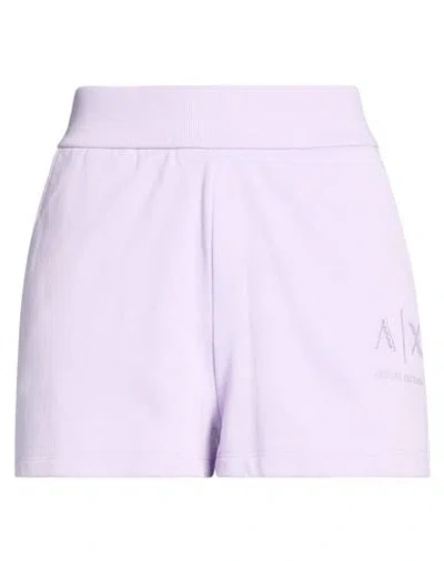 Armani Exchange Woman Shorts & Bermuda Shorts Lilac Size L Cotton, Elastane In Pink