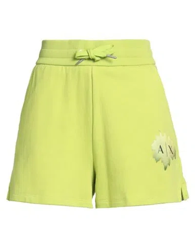 Armani Exchange Woman Shorts & Bermuda Shorts Lime Green Size L Cotton, Elastane