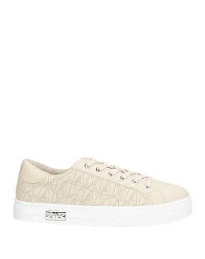 Armani Exchange Woman Sneakers Beige Size 6.5 Polyester, Polyurethane In Sand