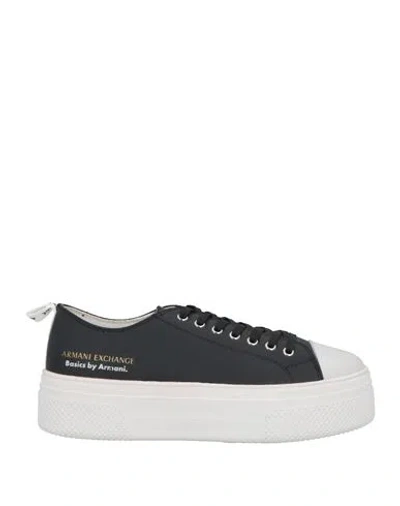 Armani Exchange Woman Sneakers Black Size 10.5 Cow Leather