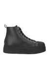 Armani Exchange Woman Sneakers Black Size 7.5 Cow Leather In Black