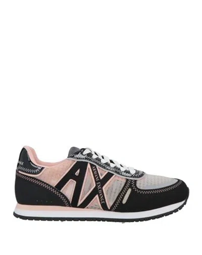Armani Exchange Woman Sneakers Black Size 6.5 Polyamide, Polyester, Polyurethane Coated, Elastane