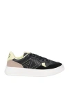 Armani Exchange Woman Sneakers Black Size 7.5 Polyester, Polyurethane Coated, Cow Leather In Black