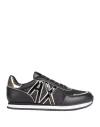 Armani Exchange Woman Sneakers Black Size 7.5 Polyester, Polyurethane Coated, Pet (polyethylene Tere