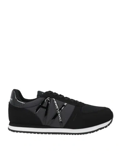 Armani Exchange Woman Sneakers Black Size 8 Synthetic Material, Textile Fibers