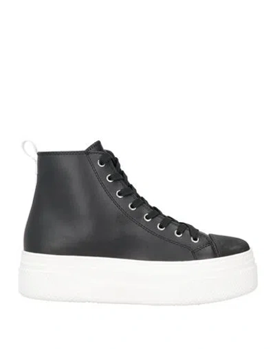 Armani Exchange Woman Sneakers Black Size 9.5 Cow Leather, Textile Fibers