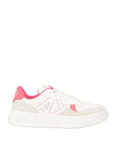 Armani Exchange Woman Sneakers Coral Size 7.5 Cow Leather, Polyester