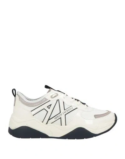Armani Exchange Woman Sneakers Cream Size 6 Polyester, Polyurethane, Polyamide, Elastane In White