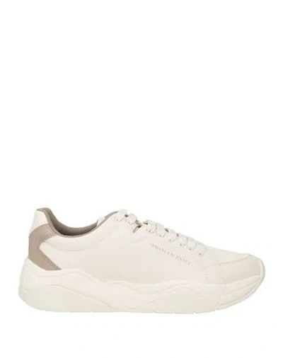 Armani Exchange Woman Sneakers Cream Size 9.5 Polyester, Polyurethane Coated In White