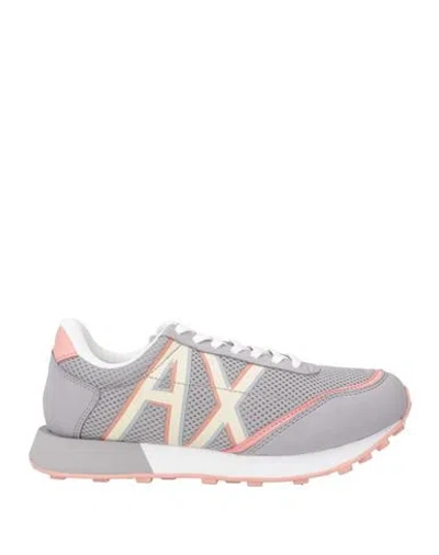 Armani Exchange Woman Sneakers Grey Size 7.5 Polyester, Elastane, Polyurethane