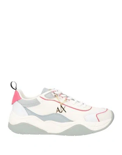 Armani Exchange Woman Sneakers Ivory Size 7.5 Cow Leather, Elastane, Polyamide In White