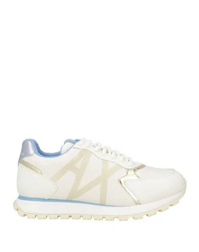Armani Exchange Woman Sneakers Ivory Size 7.5 Polyester, Polyurethane, Polyamide, Elastane In White