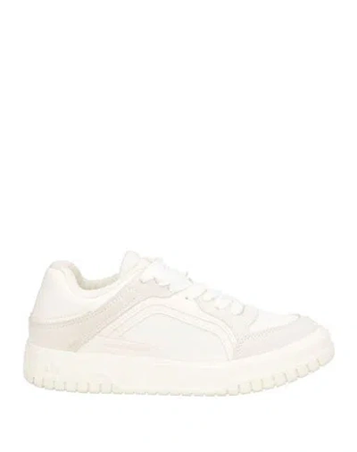 Armani Exchange Woman Sneakers Ivory Size 8.5 Polyester, Polyurethane, Cow Leather In White