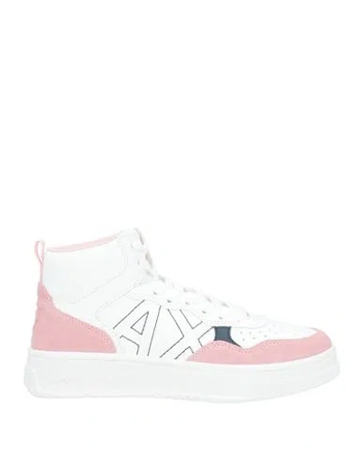 Armani Exchange Woman Sneakers Light Pink Size 7.5 Polyester, Polyurethane, Cow Leather
