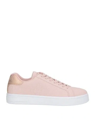 Armani Exchange Woman Sneakers Pink Size 8.5 Polyester, Polyurethane Coated In Animal Print
