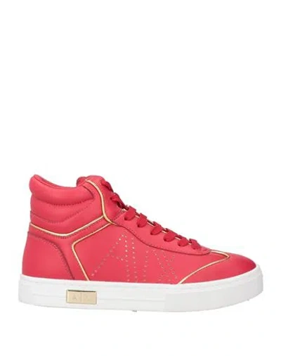 Armani Exchange Woman Sneakers Red Size 6.5 Leather, Synthetic Fibers