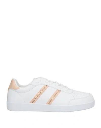 Armani Exchange Woman Sneakers White Size 10.5 Textile Fibers, Synthetic Material