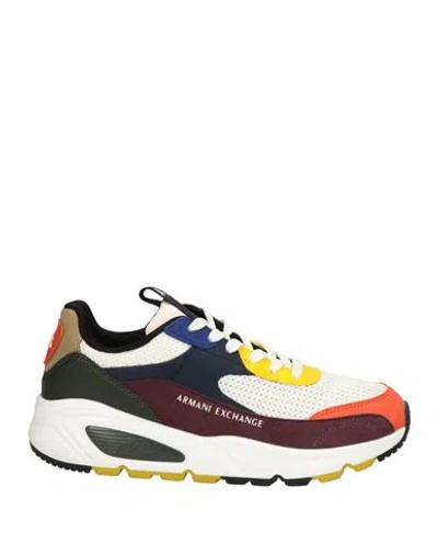 Armani Exchange Woman Sneakers White Size 12 Synthetic Material, Textile Fibers, Rubber In Multi