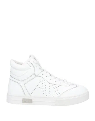 Armani Exchange Woman Sneakers White Size 9.5 Leather, Synthetic Fibers