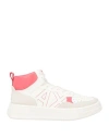 Armani Exchange Woman Sneakers White Size 7.5 Polyester, Polyurethane, Cow Leather